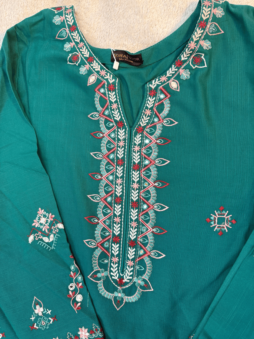 Zareen : Emerald Green Embroidered Three-Piece Suit