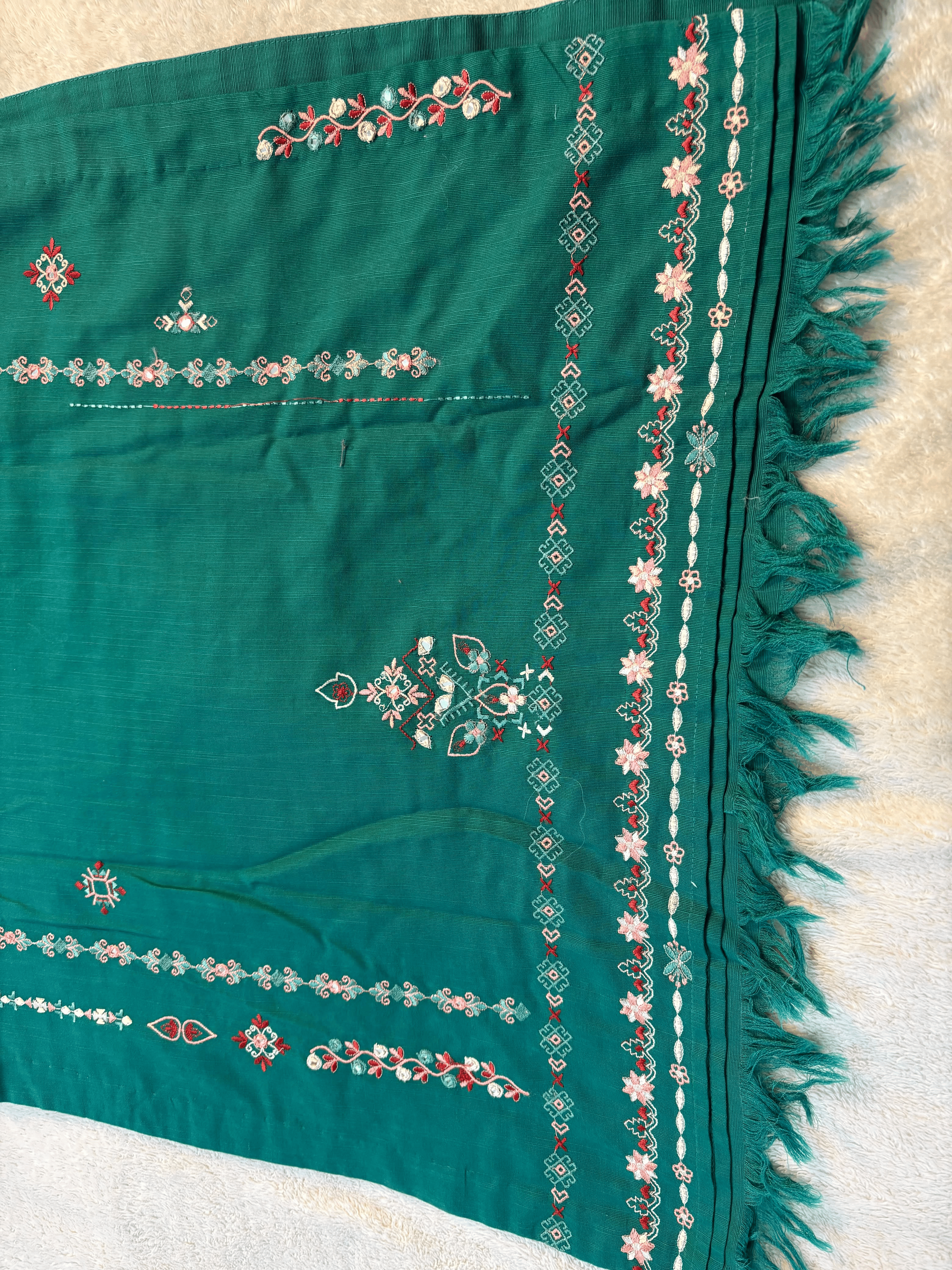 Zareen : Emerald Green Embroidered Three-Piece Suit