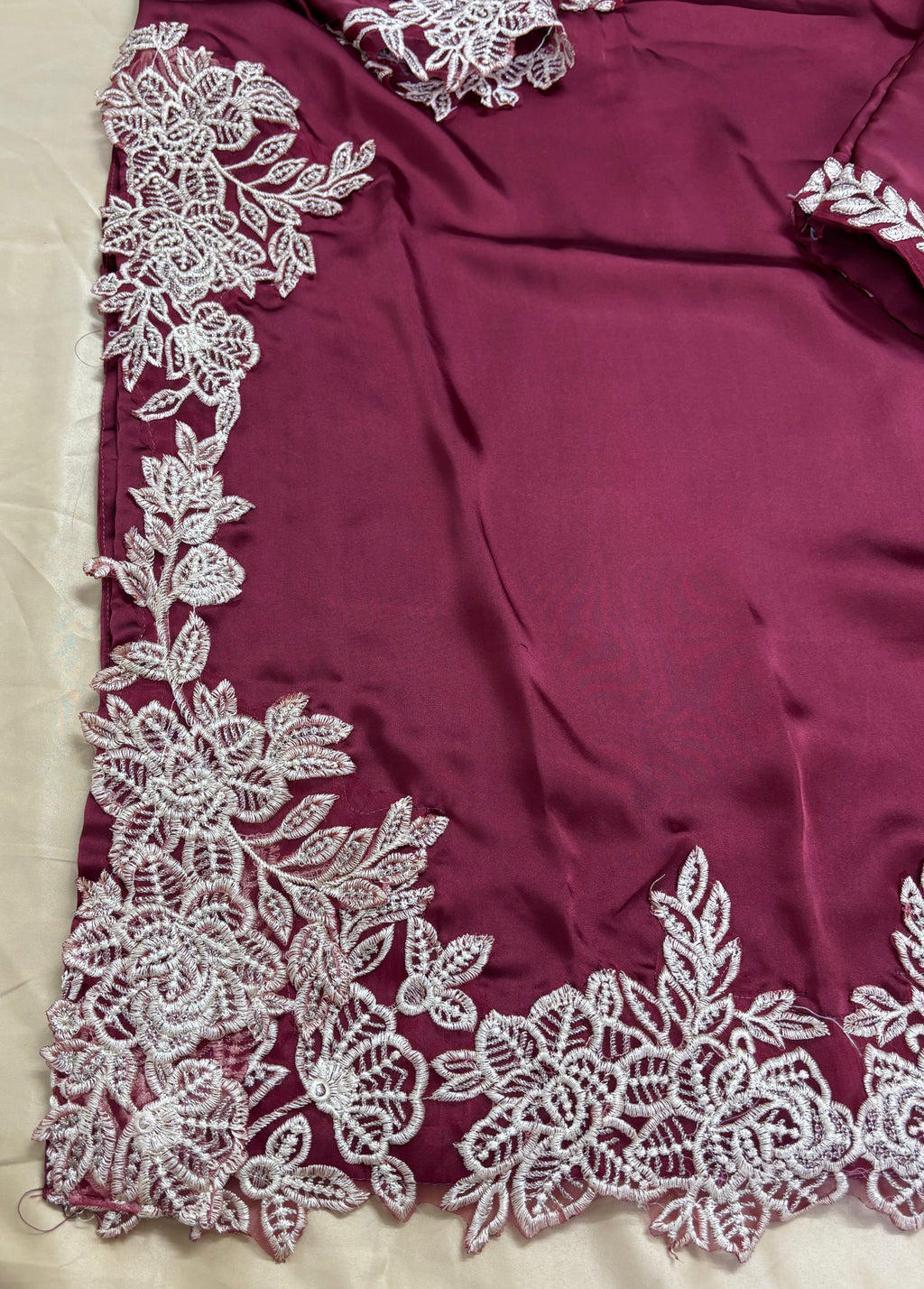 Afsana : Wine Embroidered Formal Three-Piece Suit