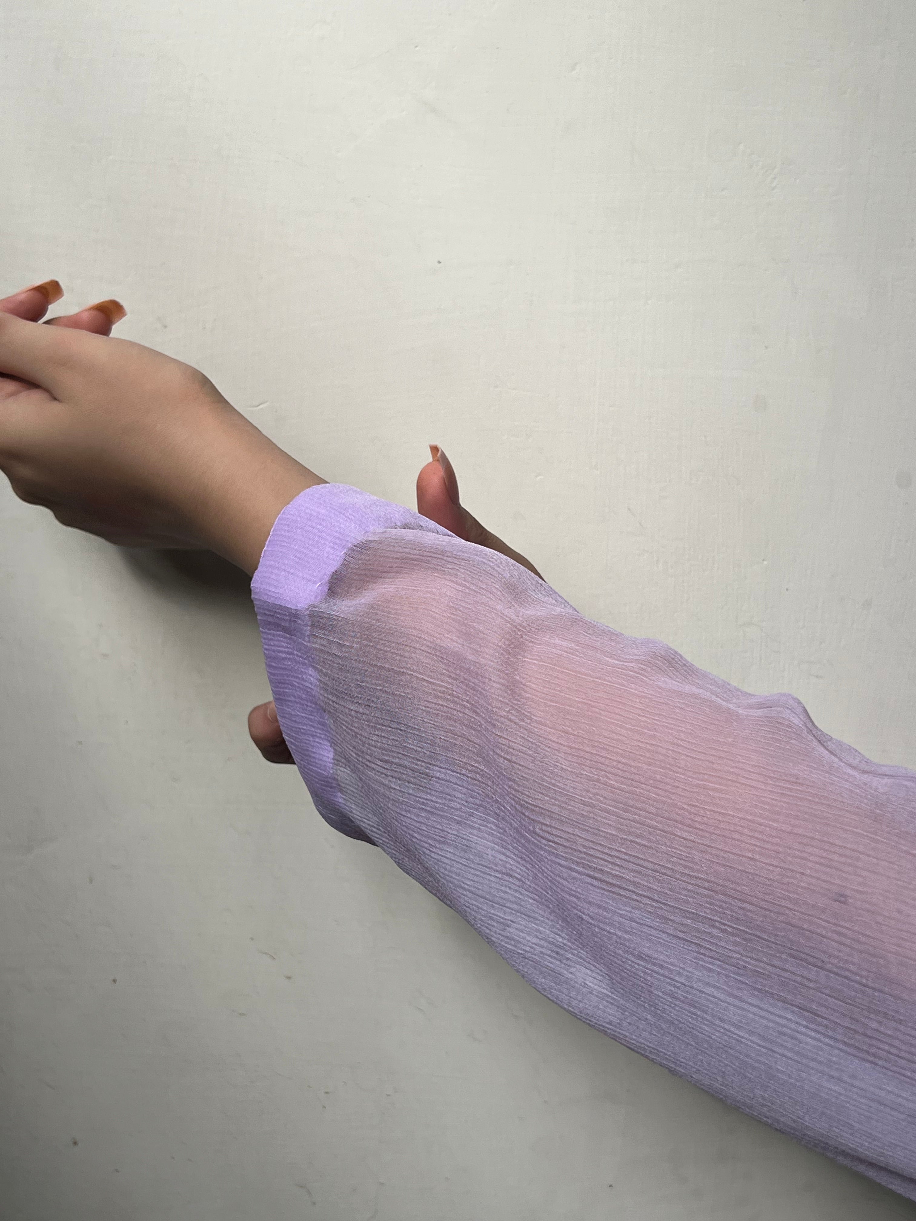 Lila Noor : Lilac Embroidered Three-Piece Suit with Chiffon Dupatta