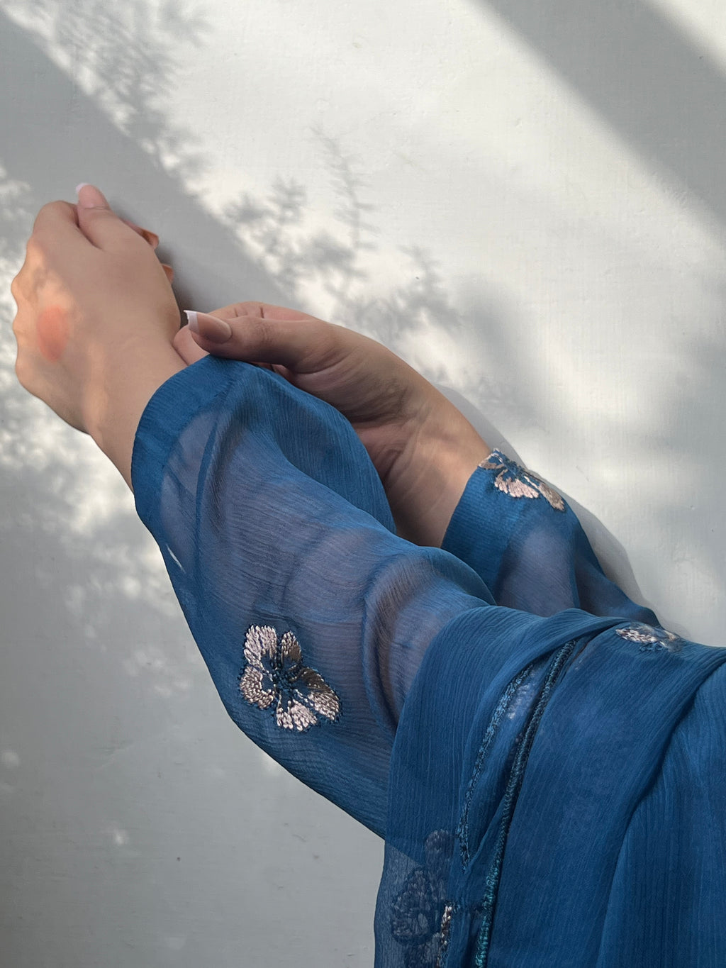 Neelam : Teal Blue Floral Jacquard Three-Piece Suit