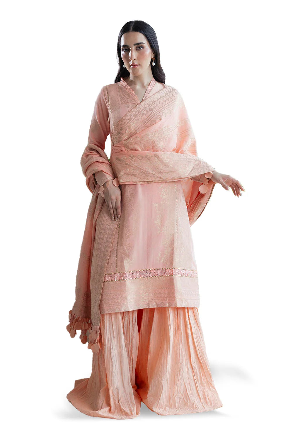GulAhmed Ideas – Blush Pink Embroidered 3 Piece Suit