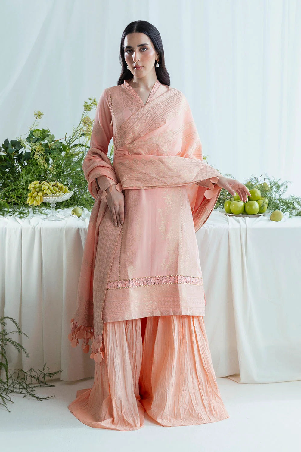 GulAhmed Ideas – Blush Pink Embroidered 3 Piece Suit