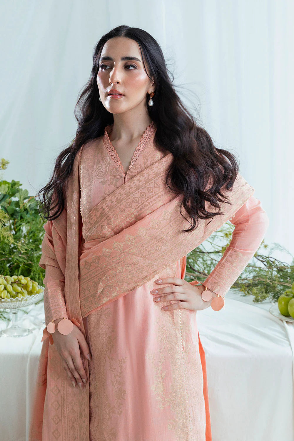 GulAhmed Ideas – Blush Pink Embroidered 3 Piece Suit
