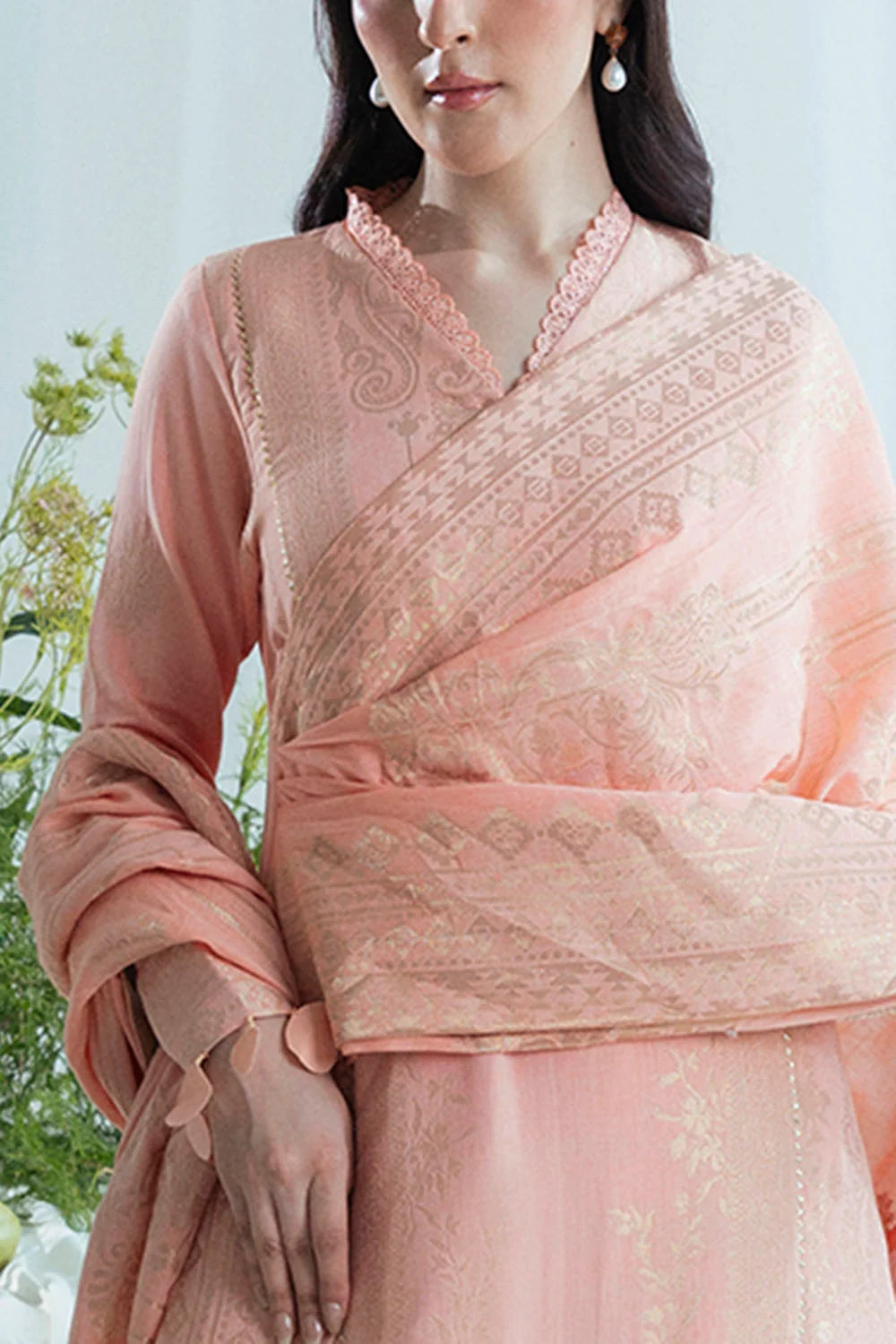 GulAhmed Ideas – Blush Pink Embroidered 3 Piece Suit